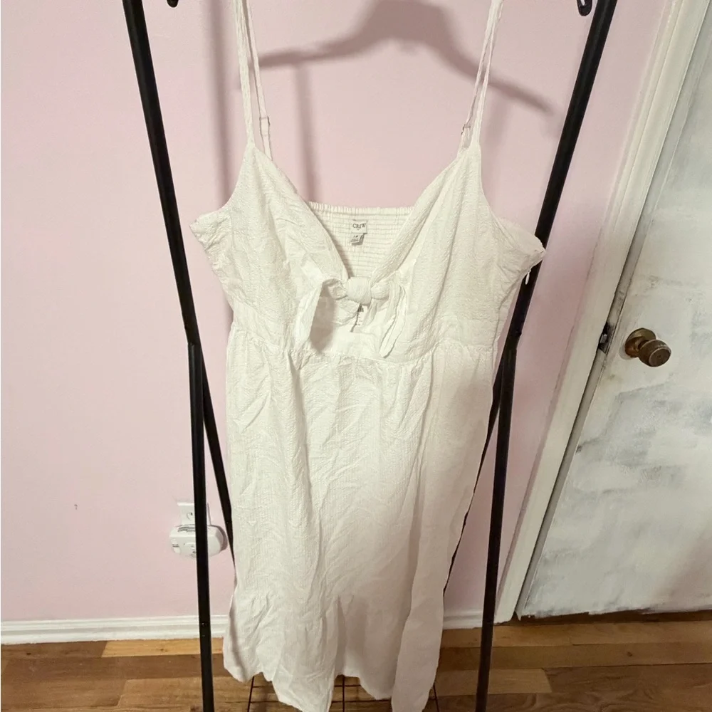 J. Crew Factory Women’s White Seersucker Tie Front Midi Dress NWT Size 18 - Picture 5 of 13